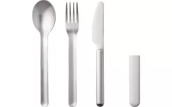 Mepal Bloom Stainless Steel Cutlery Set Incl. Plastic Cover 3 Pcs Pebble White