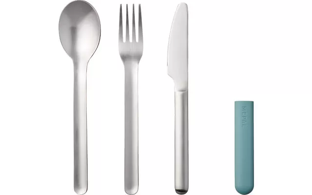 Mepal Bloom Stainless Steel Cutlery Set Incl. Plastic Cover 3 Pcs Pebble Black 6 Mepal Bloom Stainless Steel Cutlery Set Incl. Plastic Cover 3 Pcs Pebble Black - Image 4