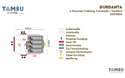Tambu Durdanta Comfort 4 Person Trekking Tunnel Tent Brown