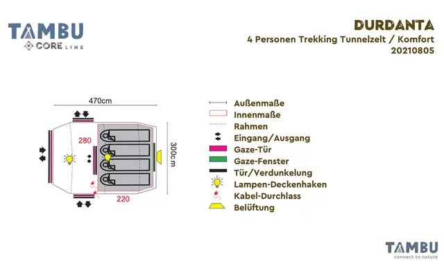 Tambu Durdanta Comfort 4 Person Trekking Tunnel Tent Brown 3 Tambu Durdanta Comfort 4 Person Trekking Tunnel Tent Brown