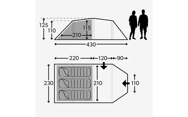 Kampa Mersea 3 Camping Tent With Poles For 3 People 430 X 230 X 125 Cm 4 Kampa Mersea 3 Camping Tent With Poles For 3 People 430 X 230 X 125 Cm - Image 2