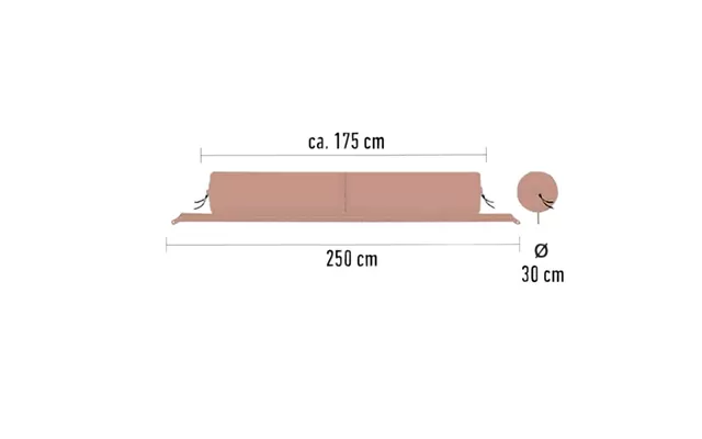 Bent Connectable Cushion Roll Zip Lounger XL 175 X 30 Cm Ocher 5 Bent Connectable Cushion Roll Zip Lounger XL 175 X 30 Cm Ocher - Image 3