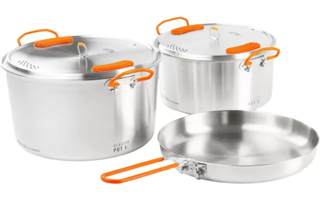 GSI Glacier Stainless Steel Base Camper Cooking Set 6 Piece Large 3 GSI Glacier Stainless Steel Base Camper Cooking Set 6 Piece Large