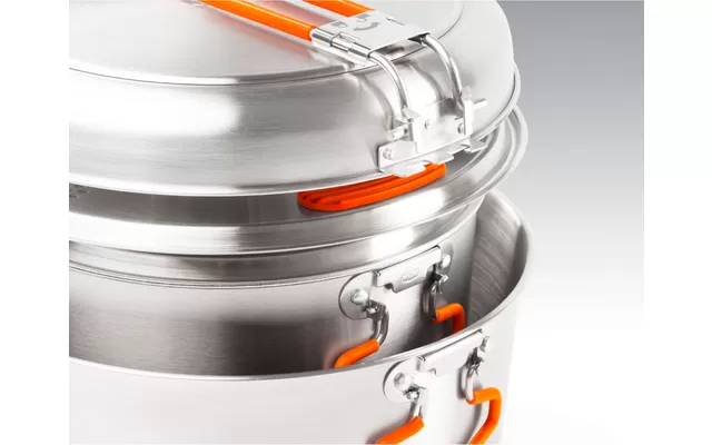 GSI Glacier Stainless Steel Base Camper Cooking Set 6 Piece Large 7 GSI Glacier Stainless Steel Base Camper Cooking Set 6 Piece Large - Image 5