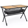 Berger Aluminum Bamboo Roll Table Black