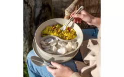 Koziol Connect Separee Menu Plate With Lid 1.5 Liters Nature Ash Grey